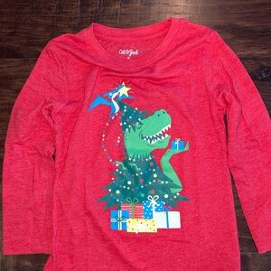 Cat & Jack Red Dinosaur Holiday Kids Shirt